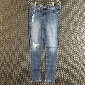 FRAGILE Blue Jeans Womens Size 27 Ripped Distressed Super‎ Skinny Denim